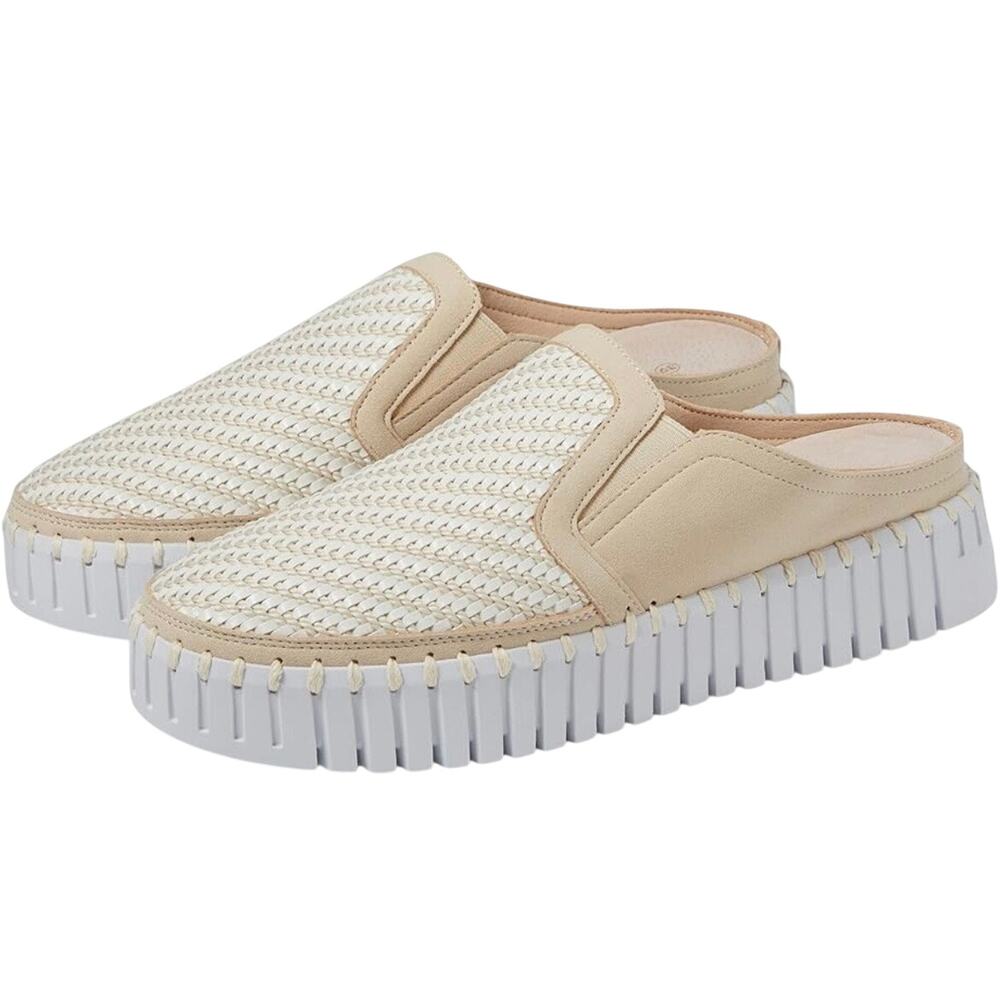 Ilse Jacobsen Tulip Platform Woven Slip On Mule Shoes Beige Size 40 (8.5)